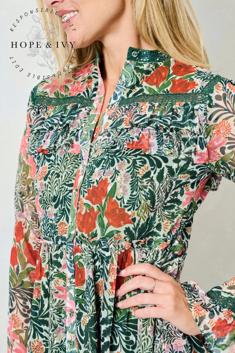Robin DressWomen's Long Sleeve Floral Midi Dress